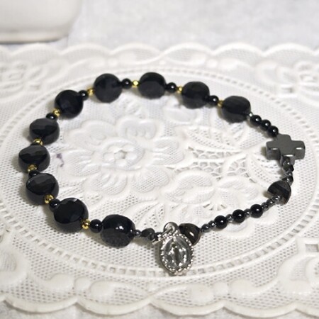 [813610]  팔찌묵주 / 원판 오닉스 남성용